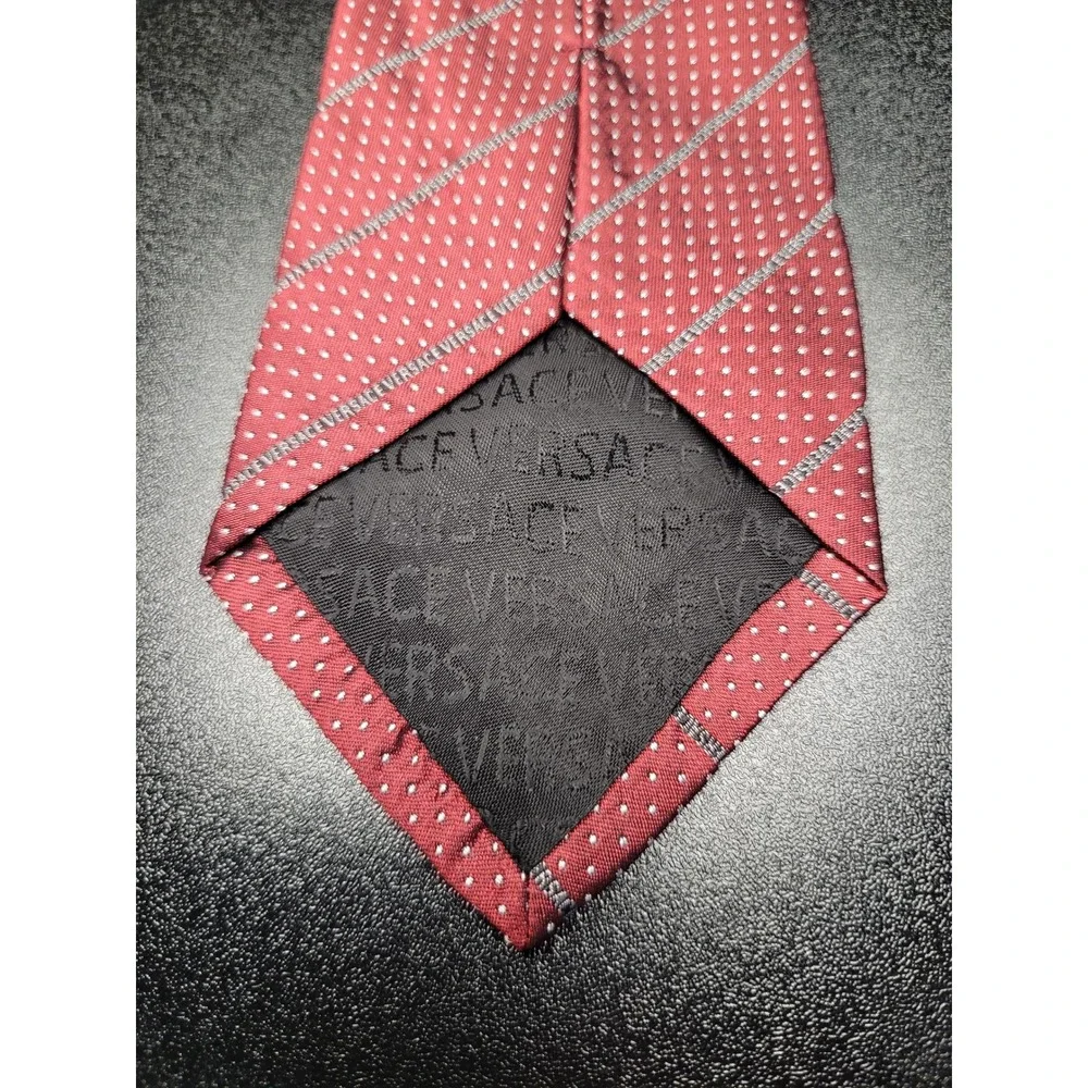 Gianni Versace Men's Necktie Red Polka Dot Silk 3